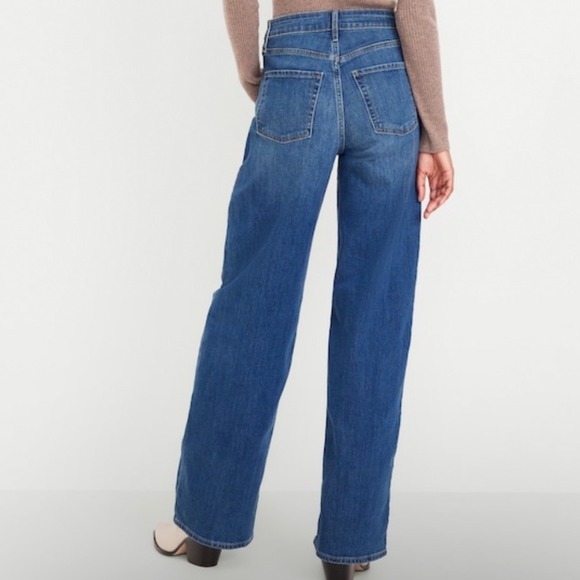 NWT Old Navy High Rise WOW Wide Leg Womens 12P Boho Western Denim Medium Wash - Picture 2 of 9